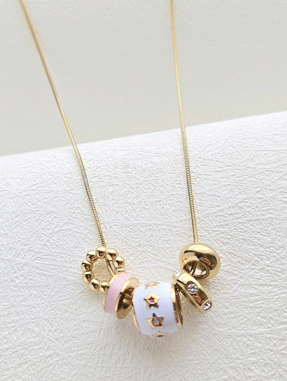 Gold Mixed Multi Bead-Charm Necklace